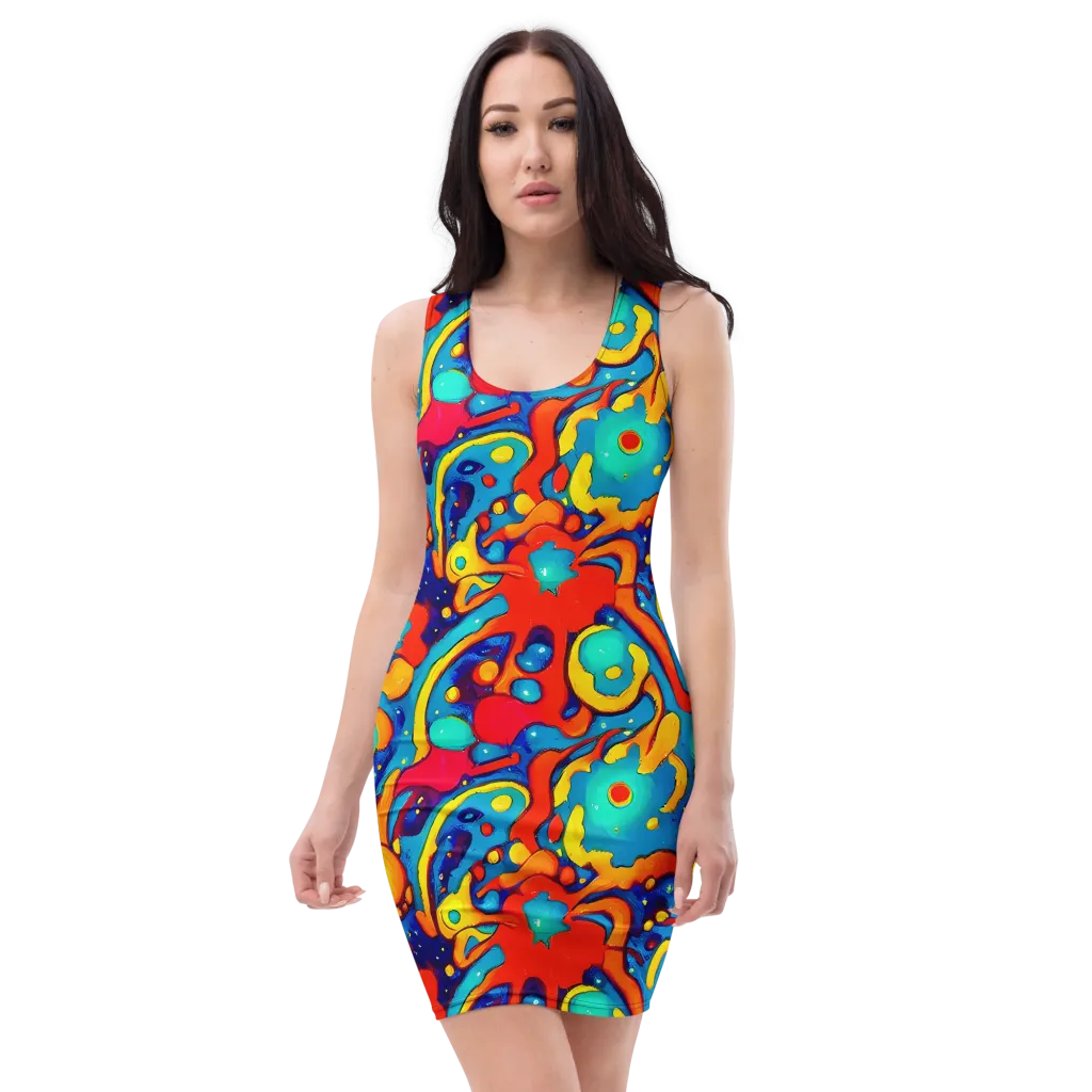 Neon Tidal Burst on Bodycon Dress — Front