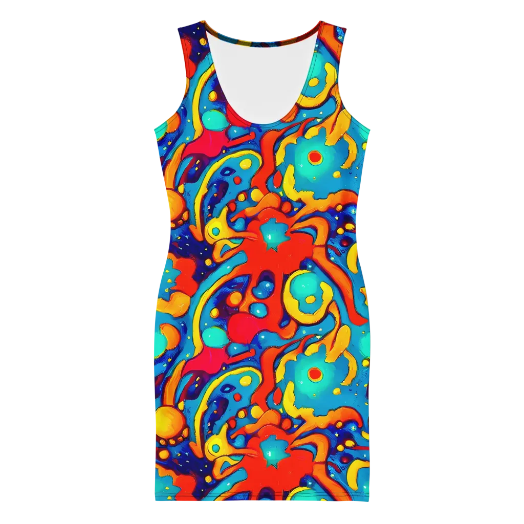 Neon Tidal Burst on Bodycon Dress — Front