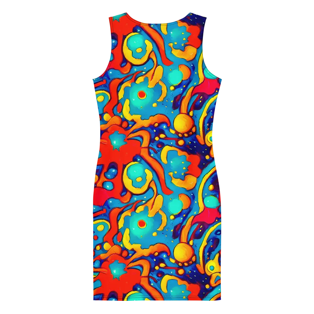 Neon Tidal Burst on Bodycon Dress — Back