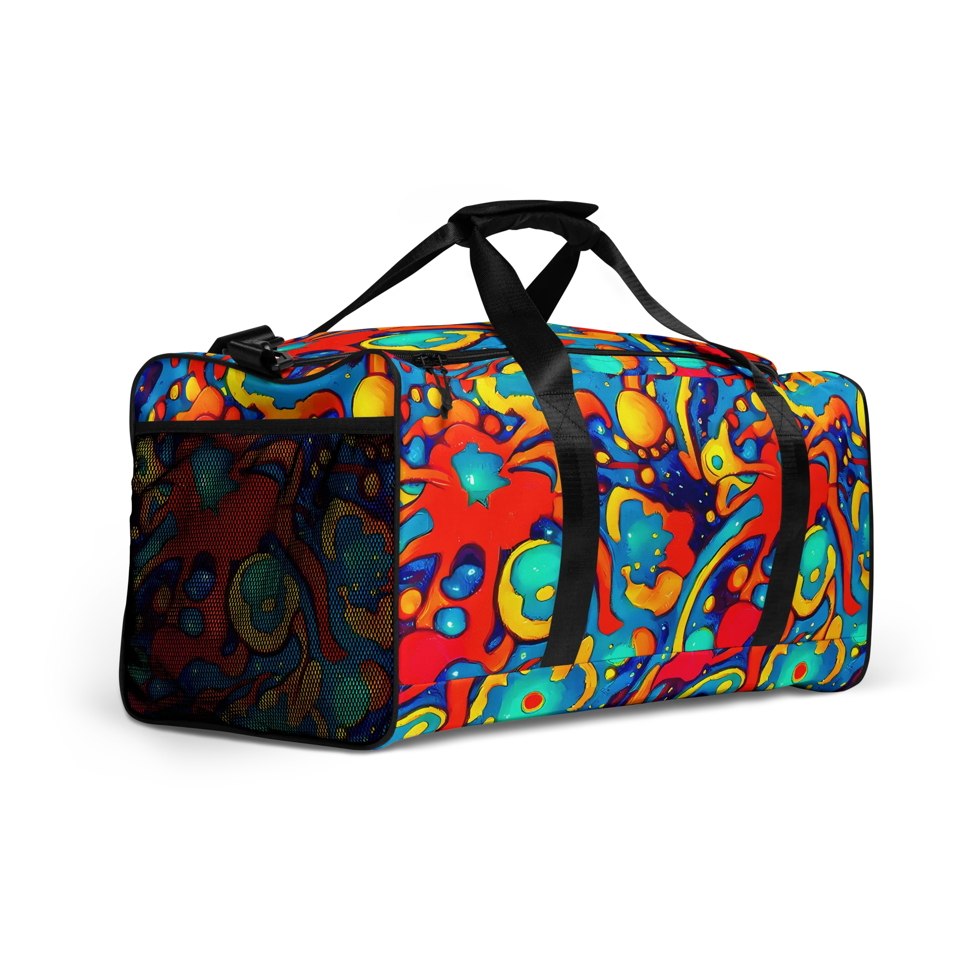Neon Tidal Burst on Duffle Bag — Right Front