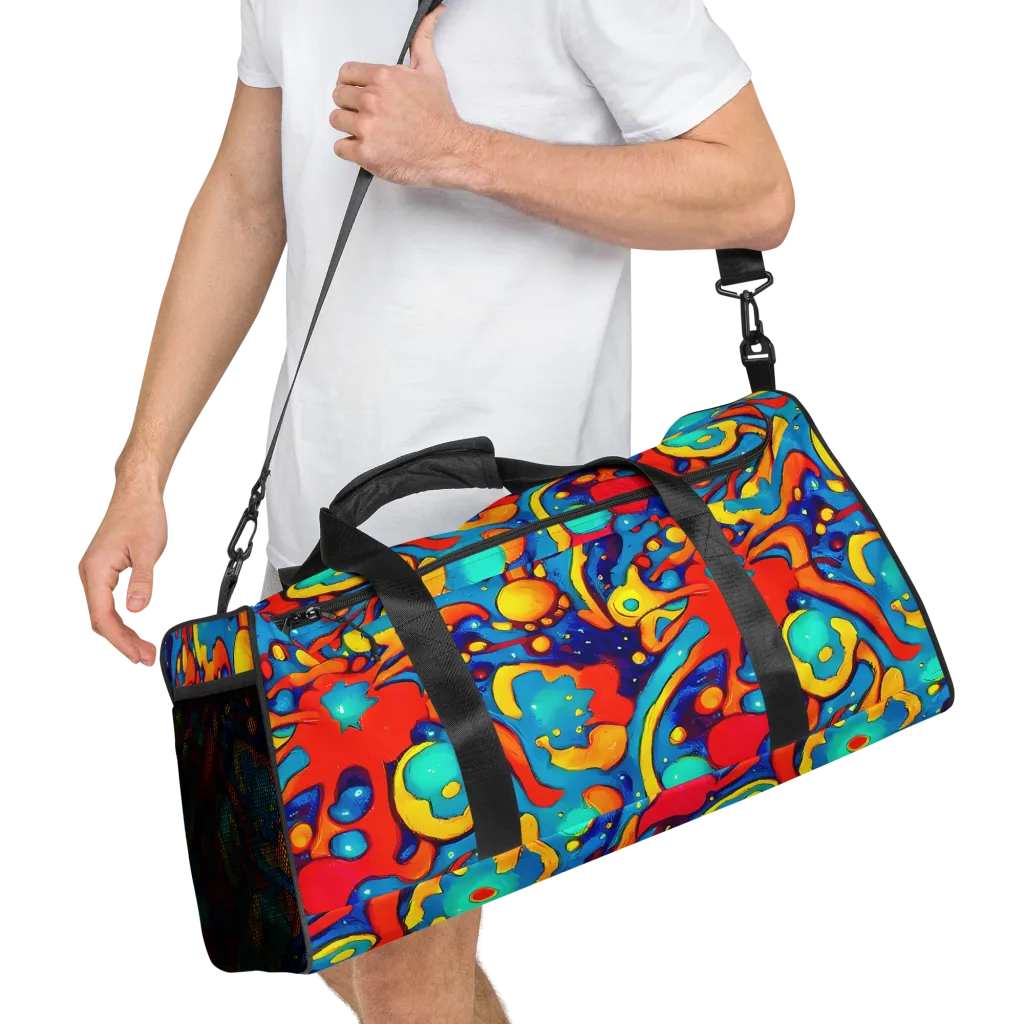 Neon Tidal Burst on Duffle Bag — Right Front