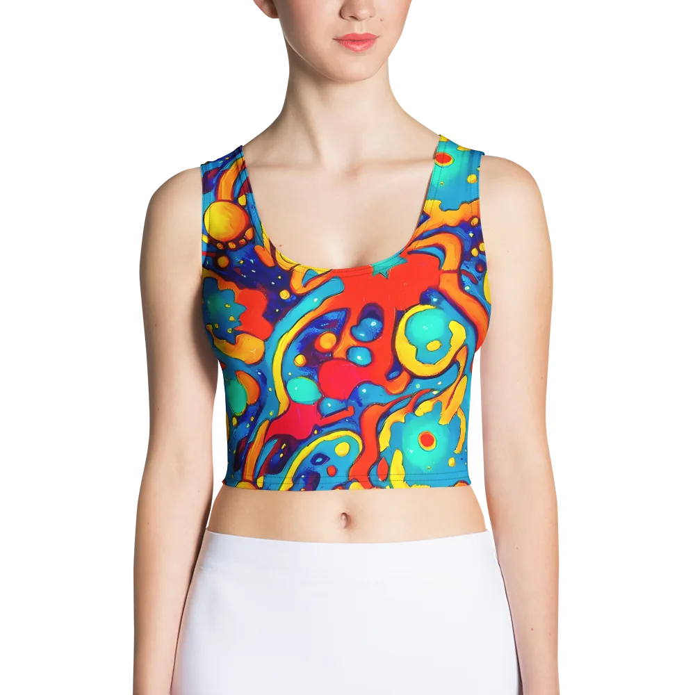 Neon Tidal Burst on Crop Top — Front