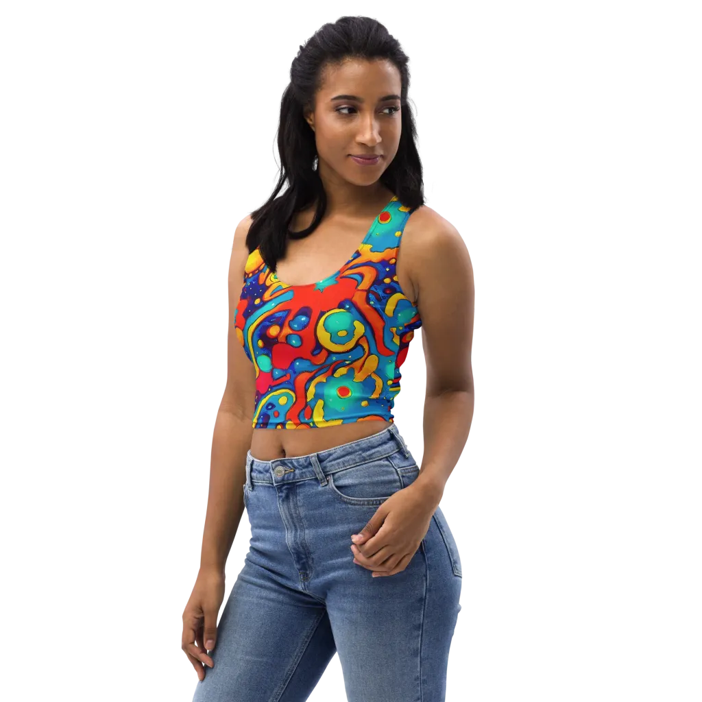 Neon Tidal Burst on Crop Top — Left Front
