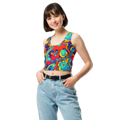 Neon Tidal Burst on a Crop Top