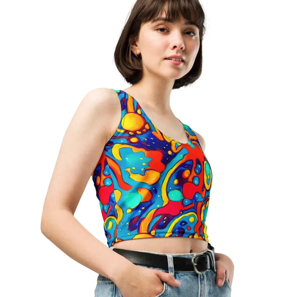 Neon Tidal Burst on Crop Top — Right Front