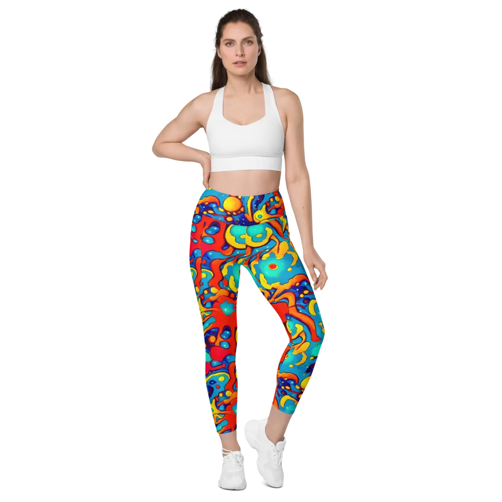 Neon Tidal Burst on Leggings with Pockets — Front
