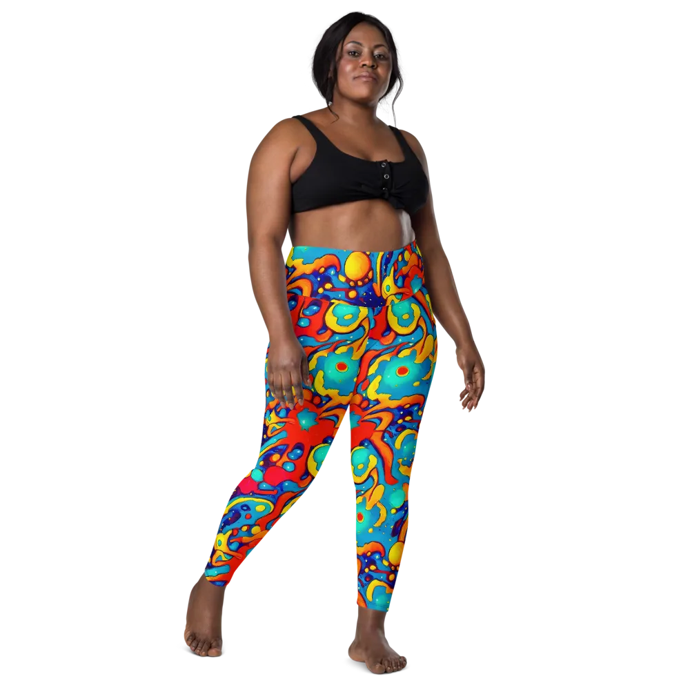 Neon Tidal Burst on Leggings with Pockets — Front