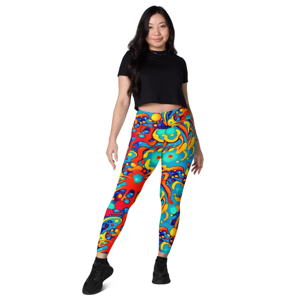 Neon Tidal Burst on Leggings with Pockets — Front