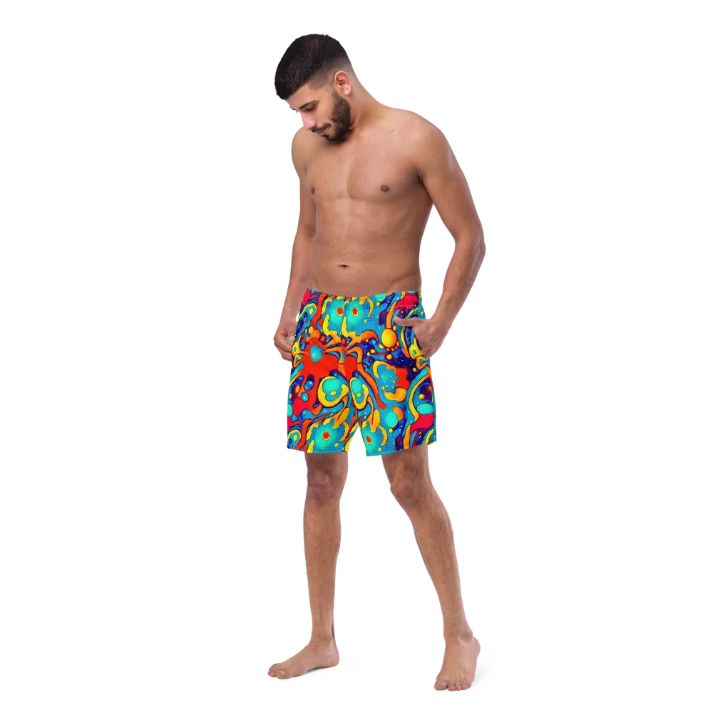 Neon Tidal Burst on Swim Trunks — Left Front
