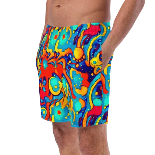Neon Tidal Burst on a Swim Trunks