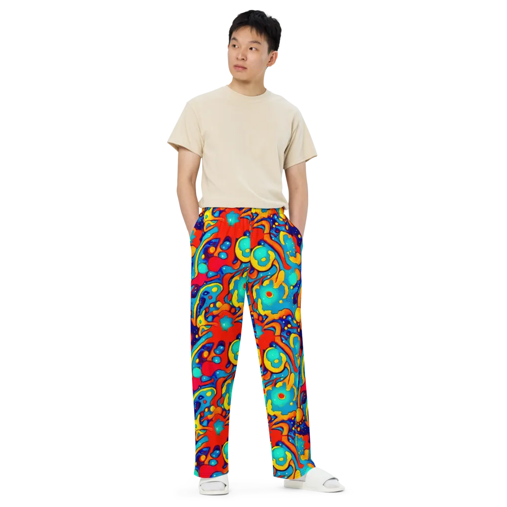 Neon Tidal Burst on Wide-Leg Pants — Front