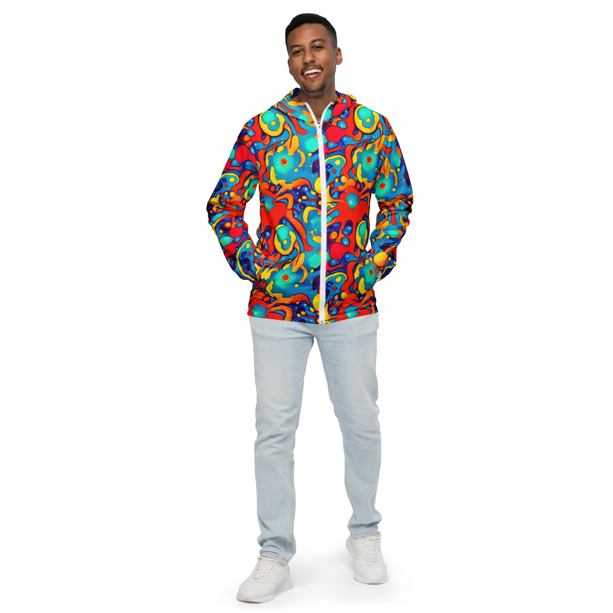 Neon Tidal Burst on Men's Windbreaker — Front