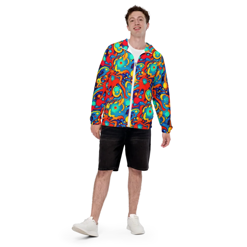 Neon Tidal Burst on Men's Windbreaker — Front