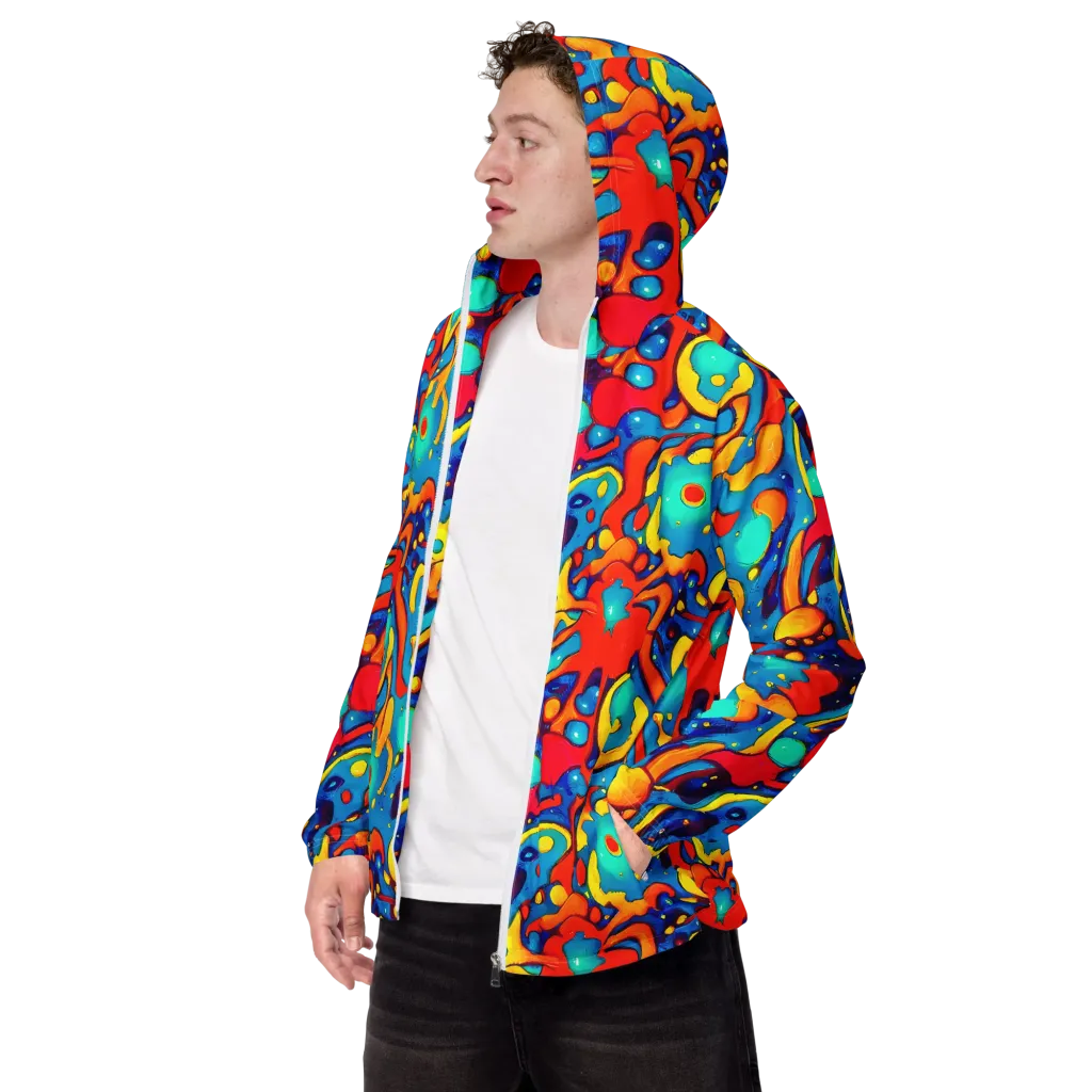 Neon Tidal Burst on Men's Windbreaker — Left Front