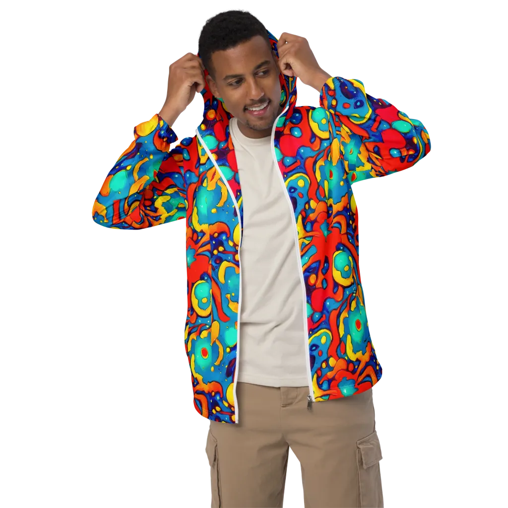 Neon Tidal Burst on Men's Windbreaker — Front
