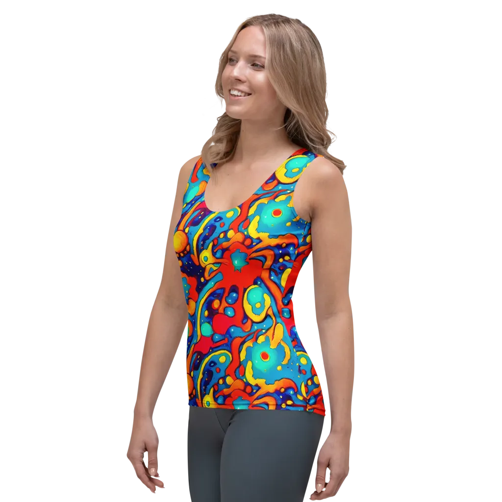 Neon Tidal Burst on Women's Tank Top — Left Front
