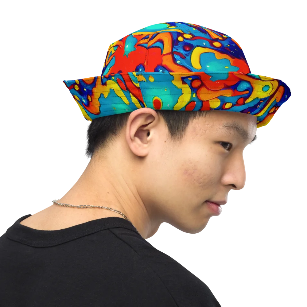 Neon Tidal Burst on Reversible Bucket Hat — Right Outside