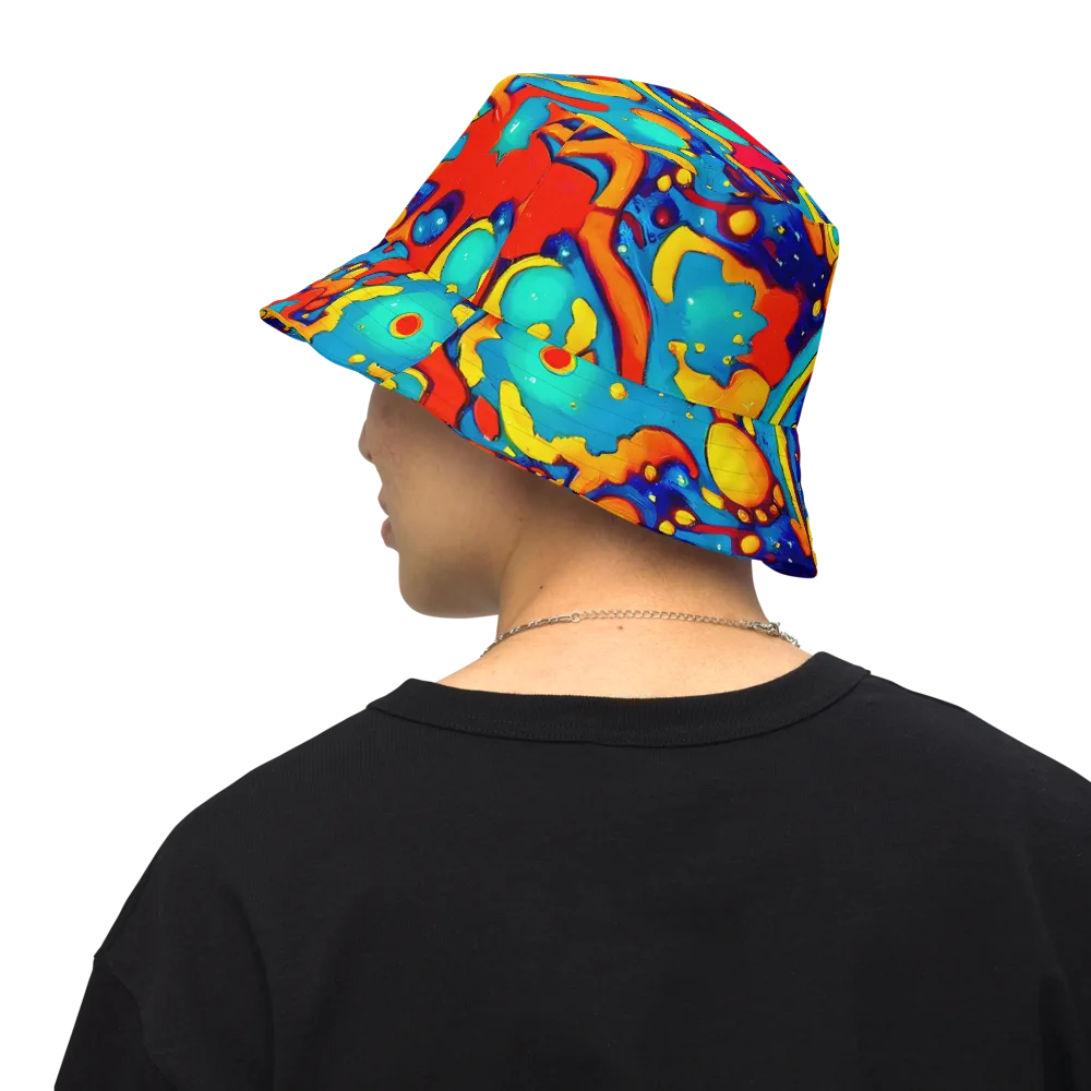 Neon Tidal Burst on Reversible Bucket Hat — Back Inside