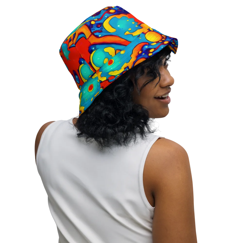 Neon Tidal Burst on Reversible Bucket Hat — Right Outside