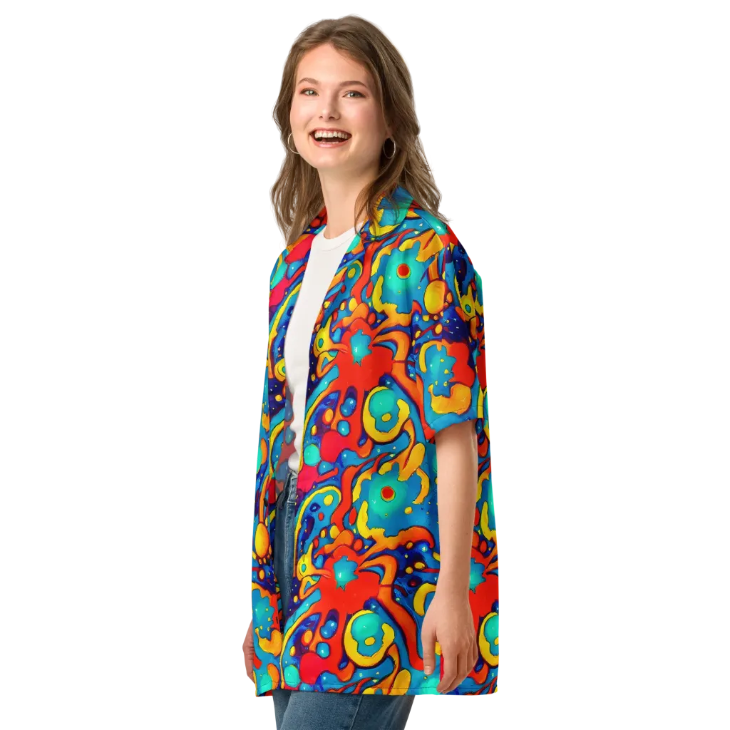 Neon Tidal Burst on Button Shirt — Left Front