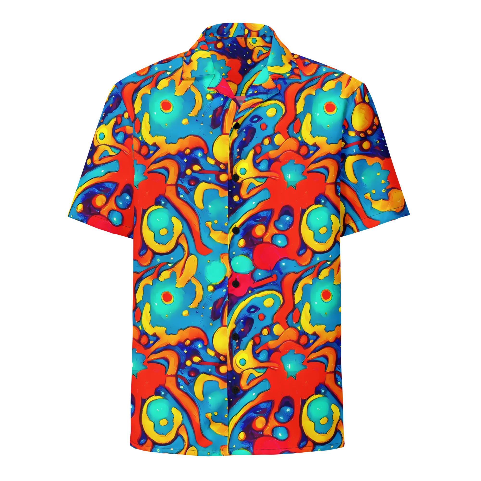 Neon Tidal Burst on Button Shirt — Front