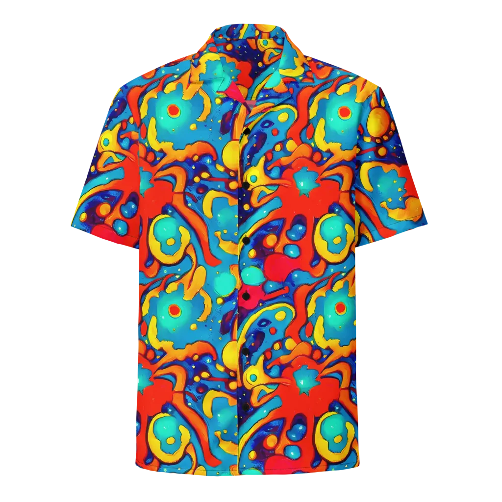 Neon Tidal Burst on Button Shirt — Front