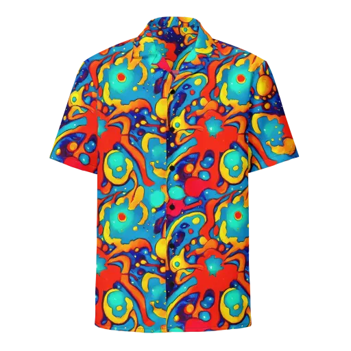 Neon Tidal Burst on a Button Shirt
