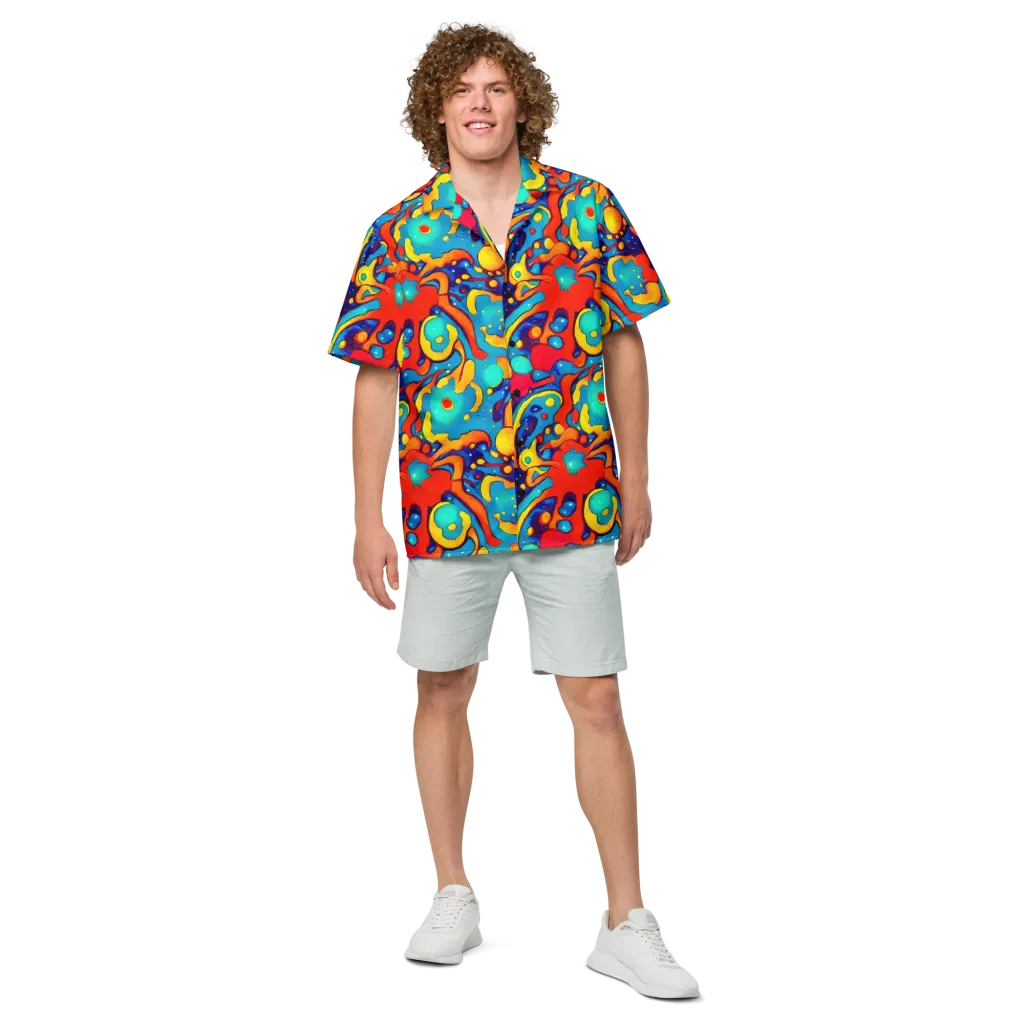Neon Tidal Burst on Button Shirt — Front