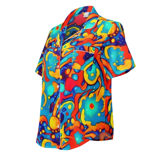 Neon Tidal Burst on a Women's Short Sleeve Pajama Top