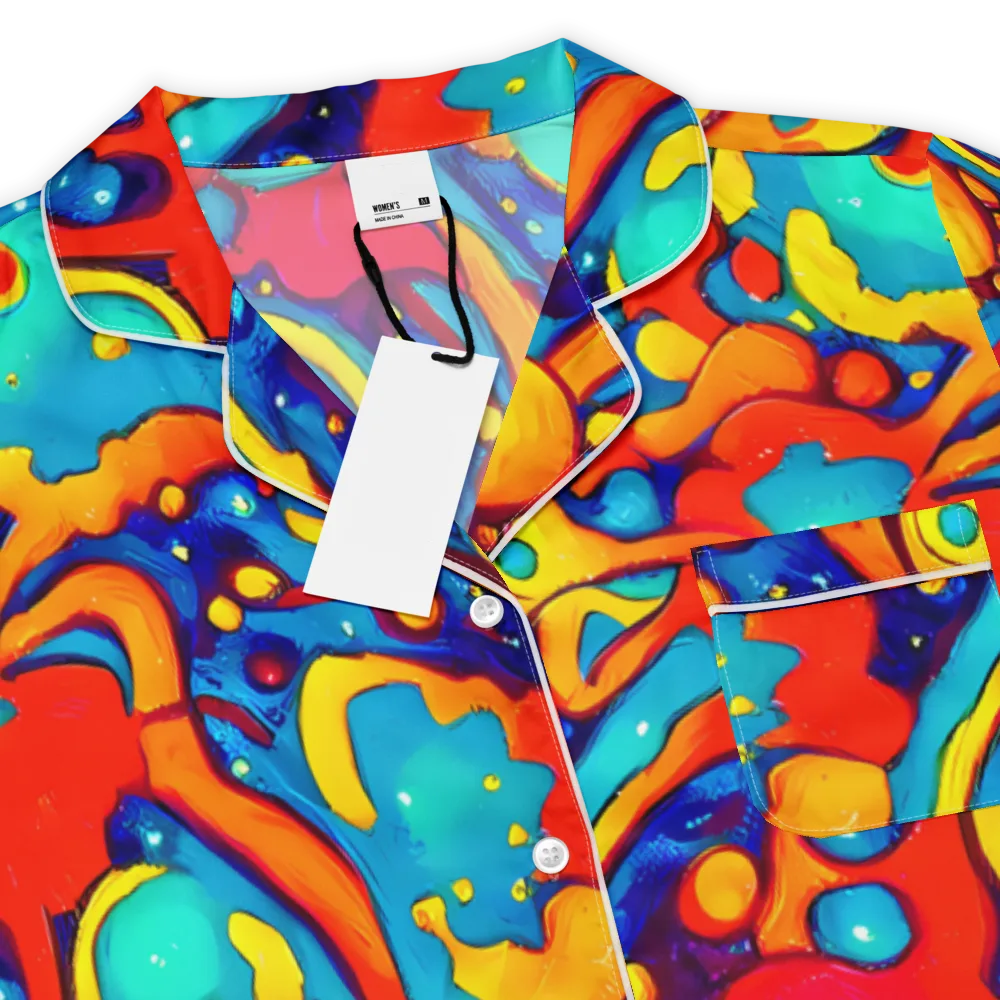 Neon Tidal Burst on Women's Short Sleeve Pajama Top — Product details