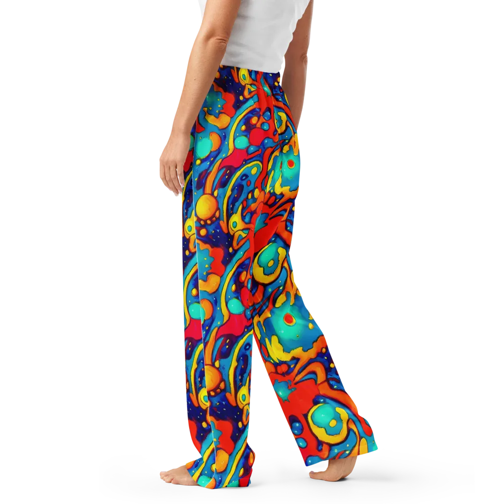 Neon Tidal Burst on Women's Pajama Pants — Left