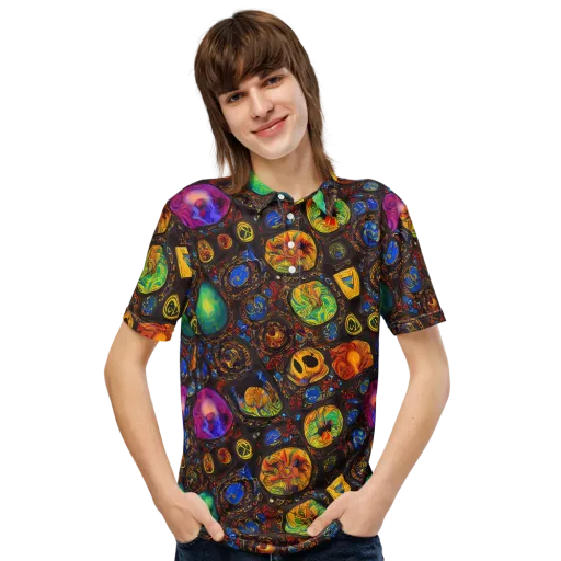 Chromatic Relics on a Men's Slim Fit Polo Shirt