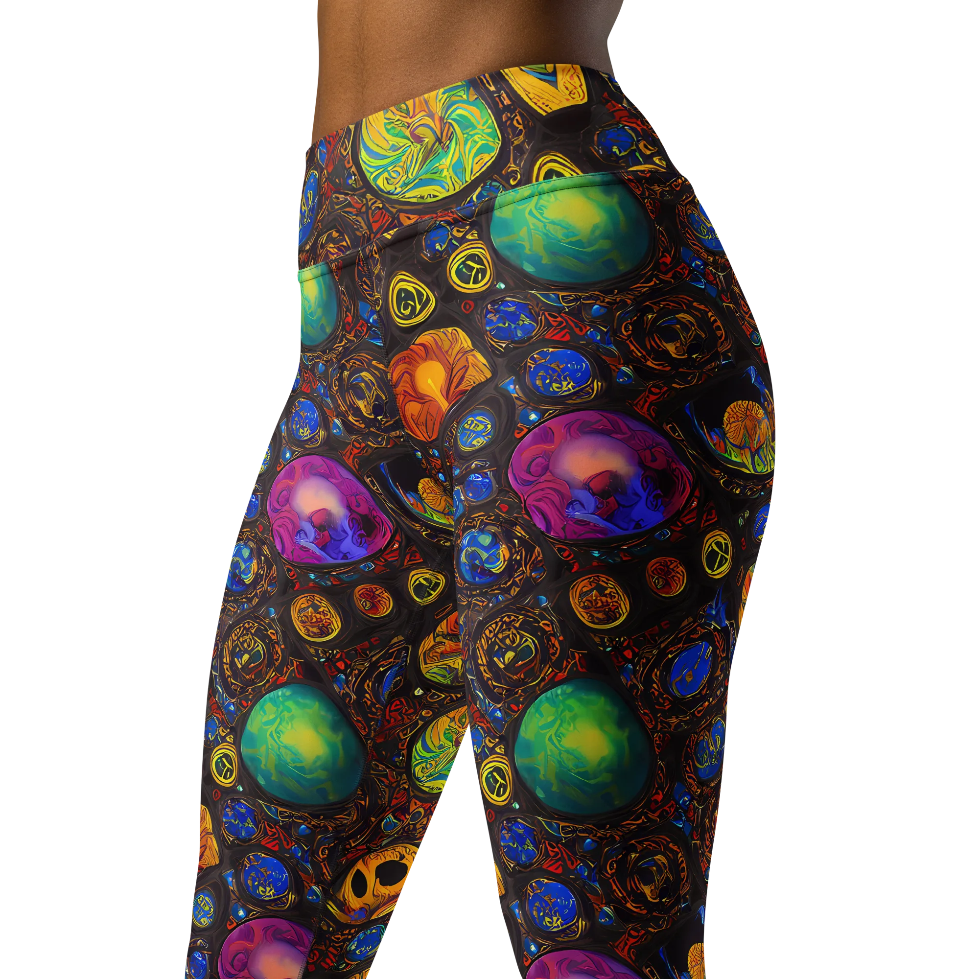 Chromatic Relics on Yoga Leggings — Left Front