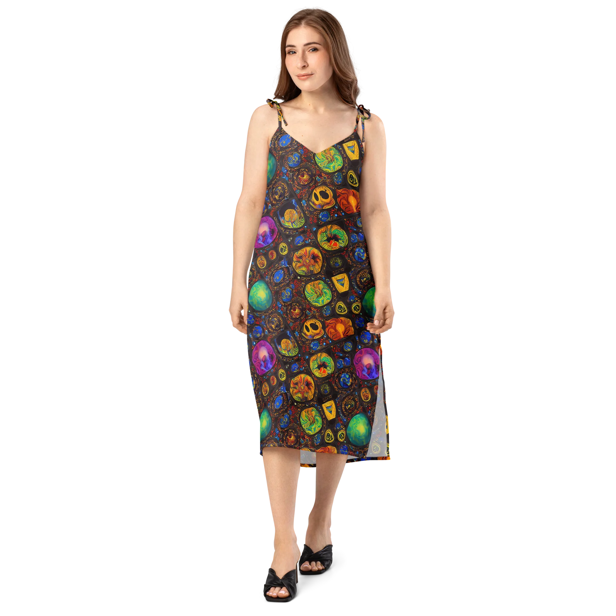 Chromatic Relics on Slip Dress — Front