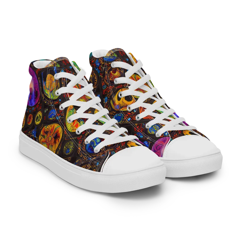 Chromatic Relics on Men's High Top Canvas Shoes — Right Front