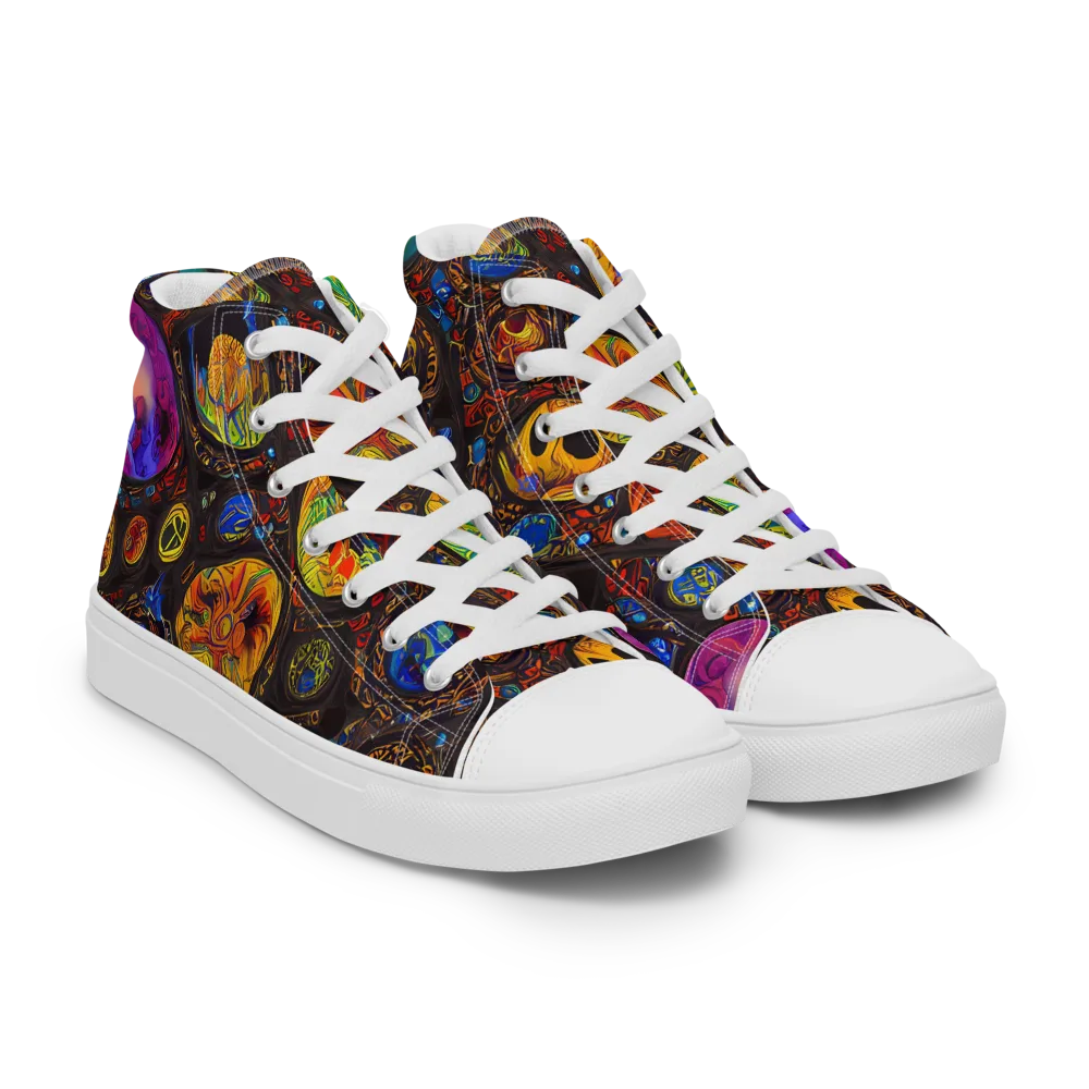 Chromatic Relics on Women's High Top Canvas Shoes — Right Front