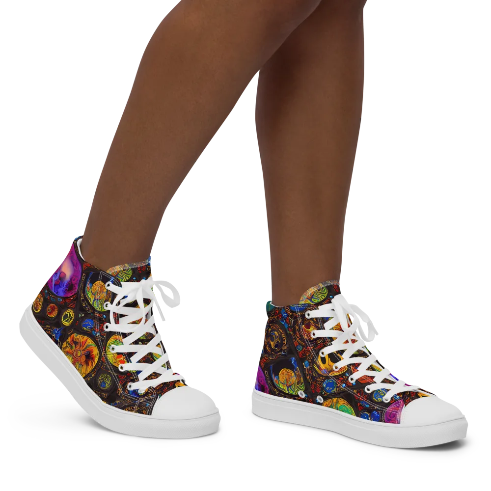 Chromatic Relics on Women's High Top Canvas Shoes — Right