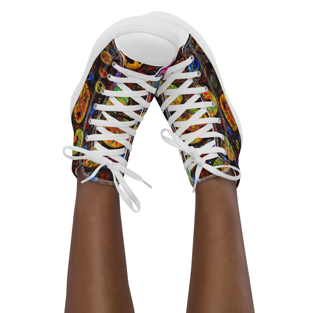 Chromatic Relics on Women's High Top Canvas Shoes — Front