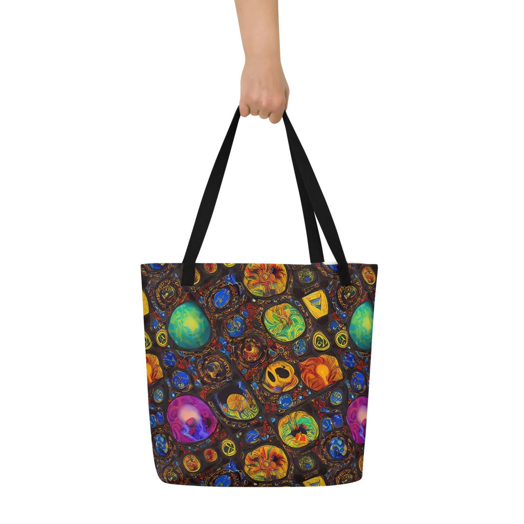 Chromatic Relics on Large Tote Bag W/ Pocket — Front