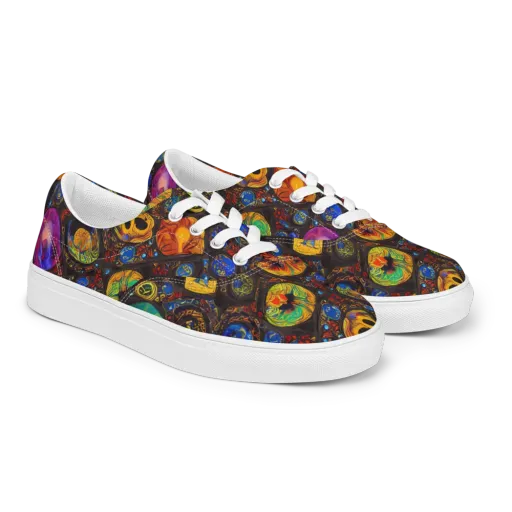 Chromatic Relics on a Men's Lace-Up Canvas Shoes