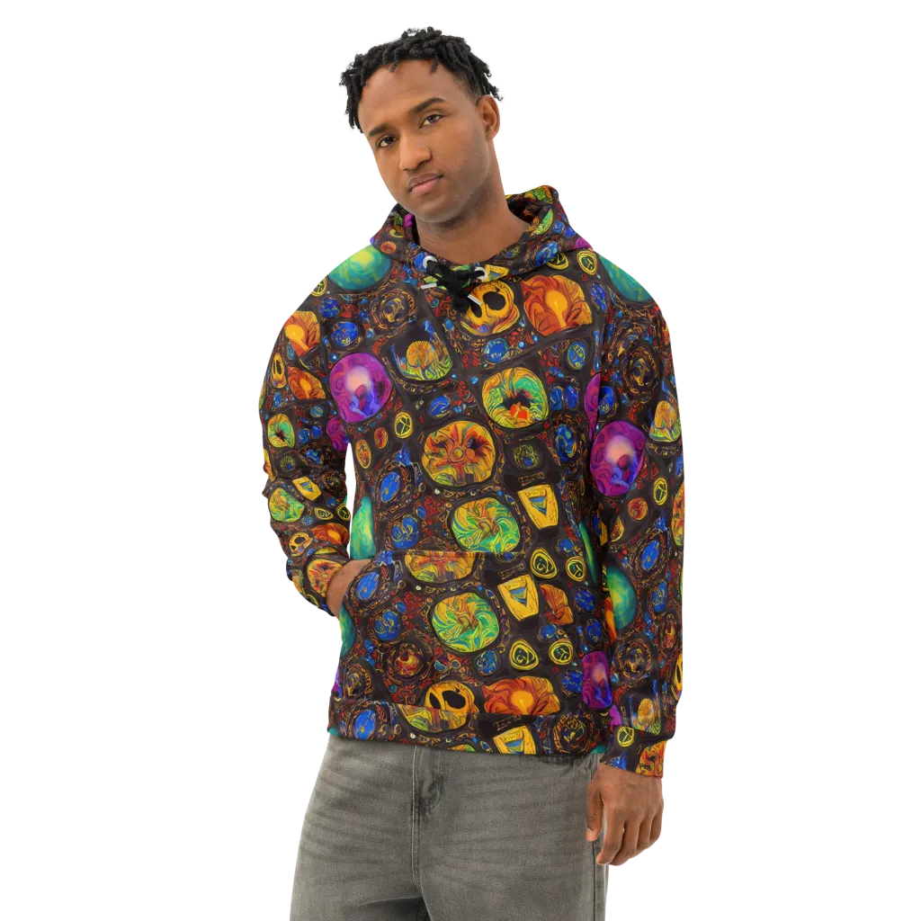 Chromatic Relics on Cotton Hoodie — Left Front