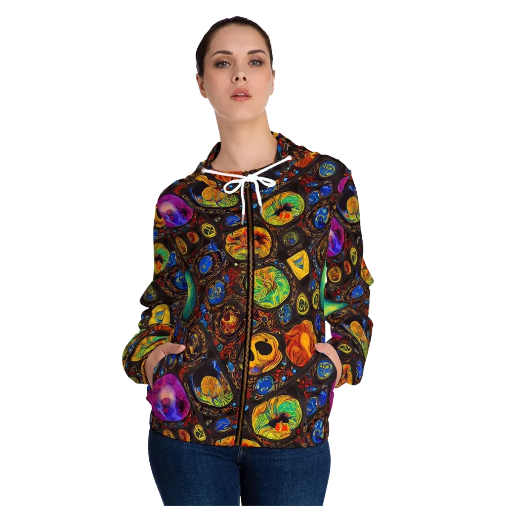 Chromatic Relics on Women's Full-Zip Hoodie — Front On Person