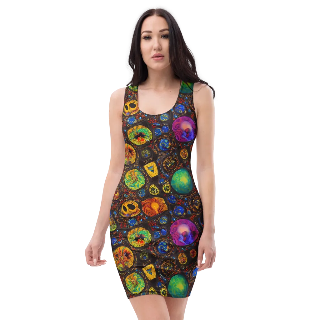 Chromatic Relics on Bodycon Dress — Front