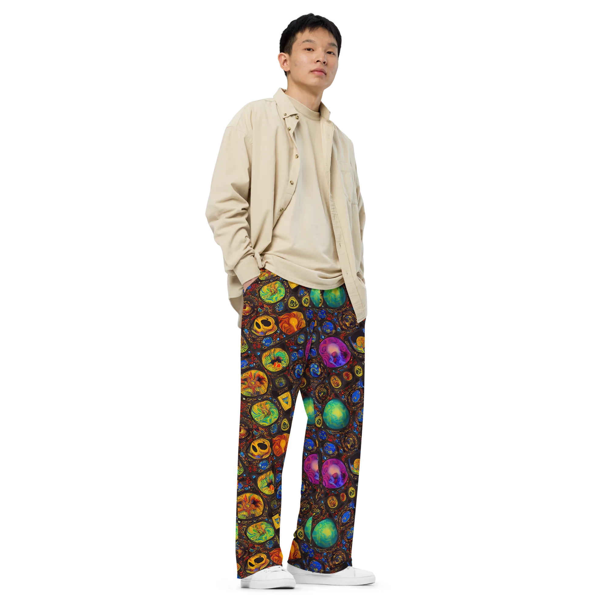 Chromatic Relics on Wide-Leg Pants — Right Front