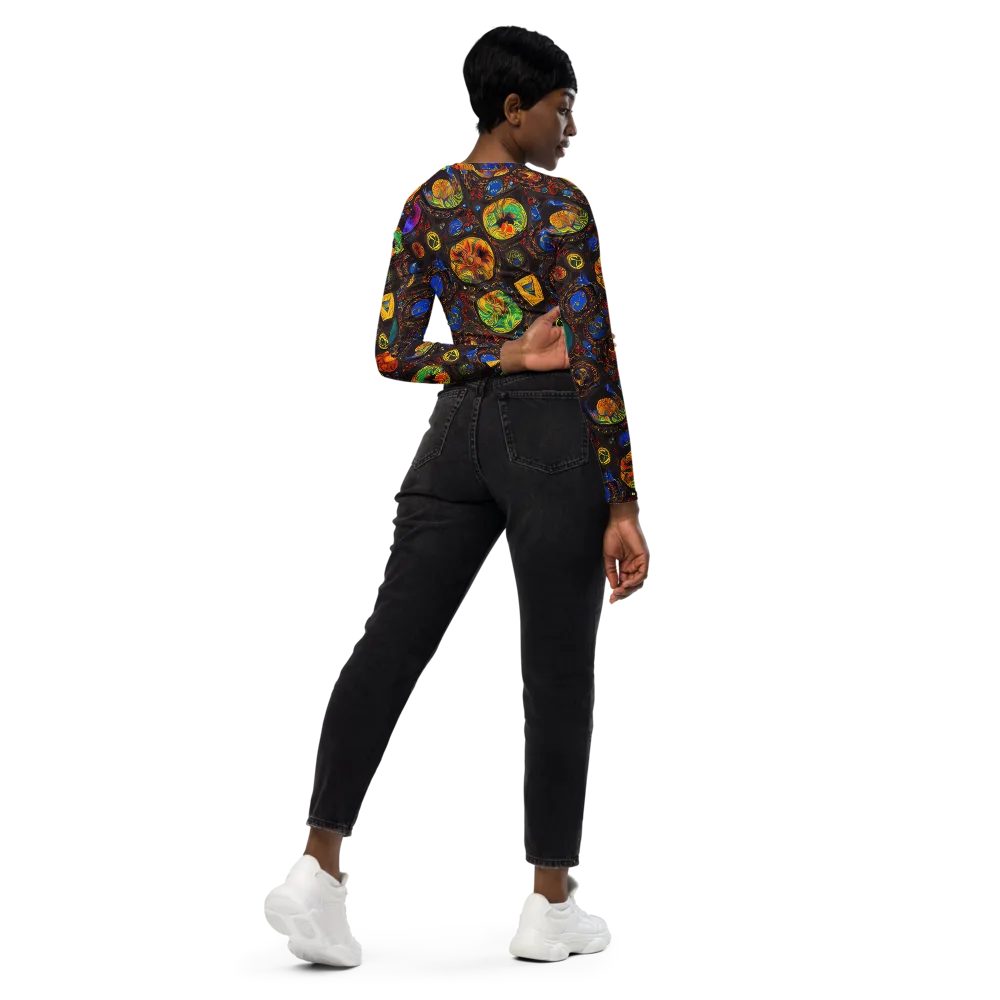 Chromatic Relics on Long Sleeve Crop Top — Right Back