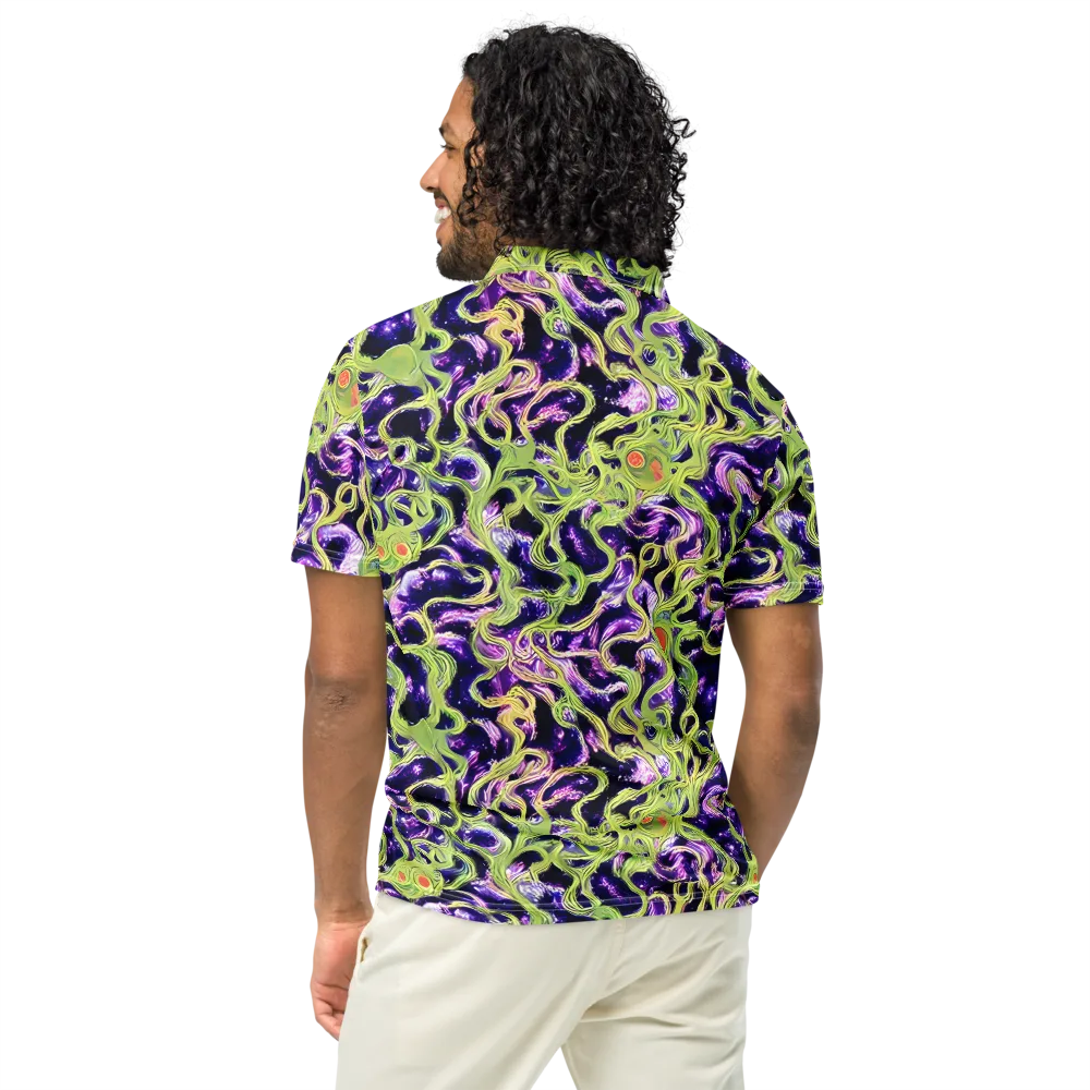 Orchid Supernova on Men's Slim Fit Polo Shirt — Back