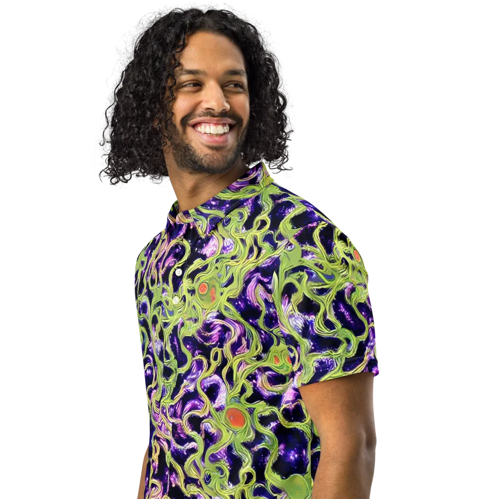 Orchid Supernova on Men's Slim Fit Polo Shirt — Left Front