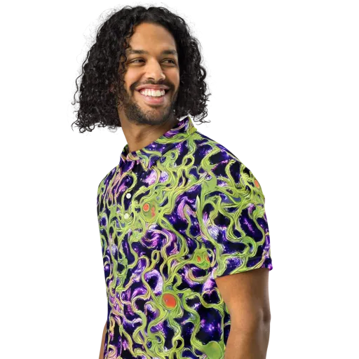 Orchid Supernova on a Men's Slim Fit Polo Shirt