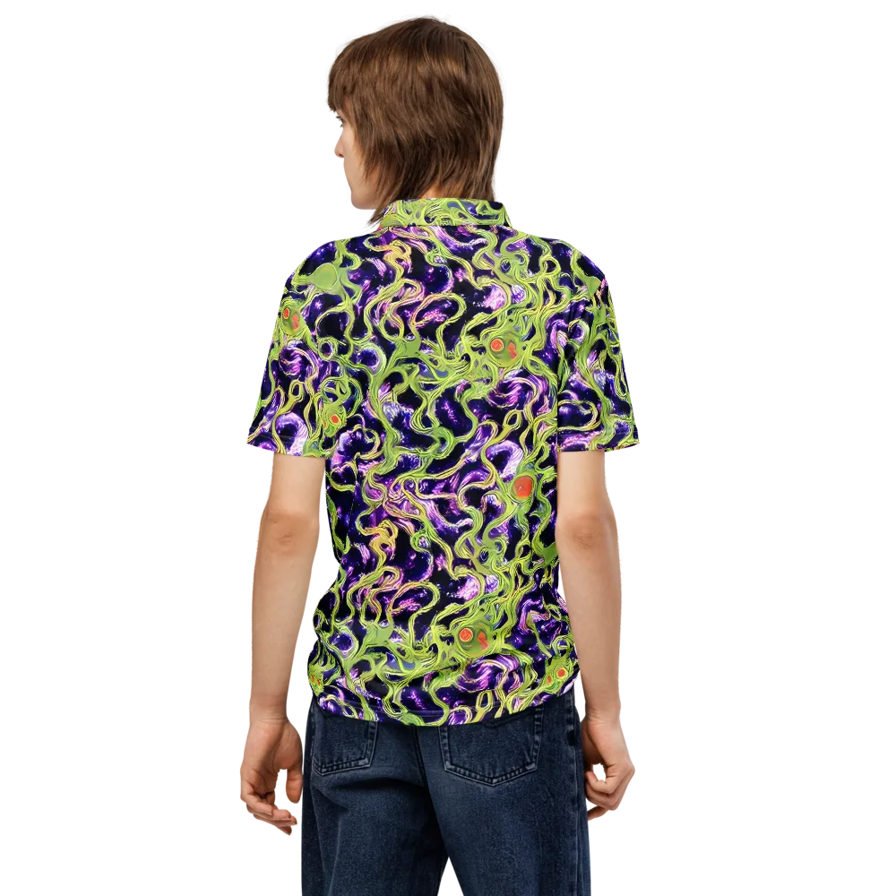 Orchid Supernova on Men's Slim Fit Polo Shirt — Back