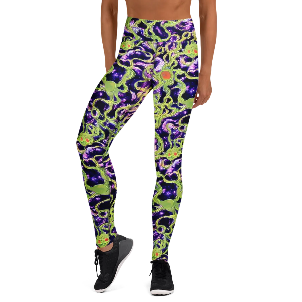 Orchid Supernova on Yoga Leggings — Front